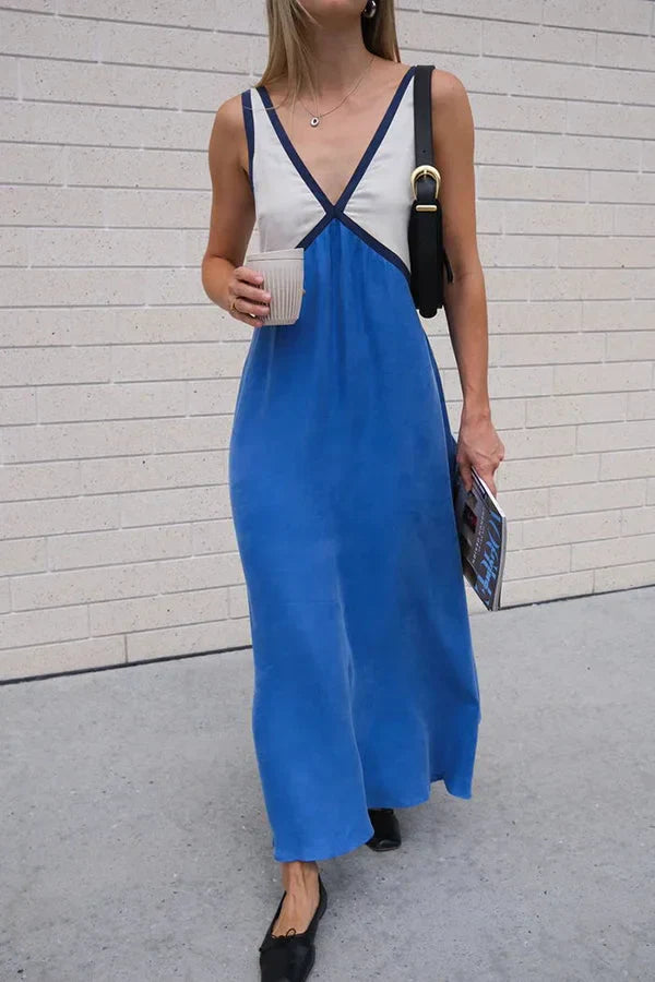 Valeria | V-Neck Colorblock Wedding Guest Dress