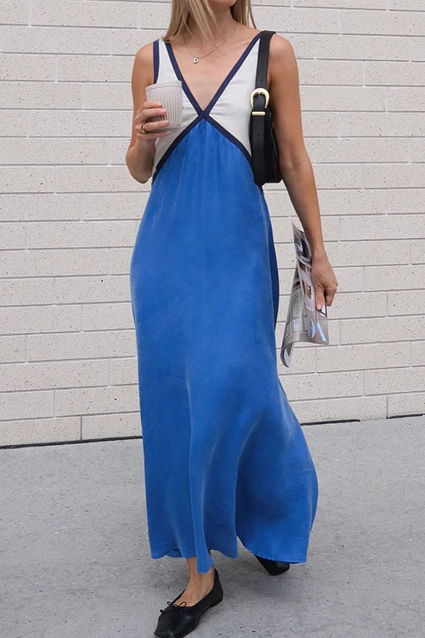 Valeria | V-Neck Colorblock Wedding Guest Dress