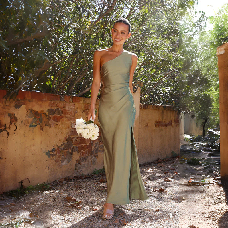 Sylvie | Satin One-Shoulder Wedding Guest Dress