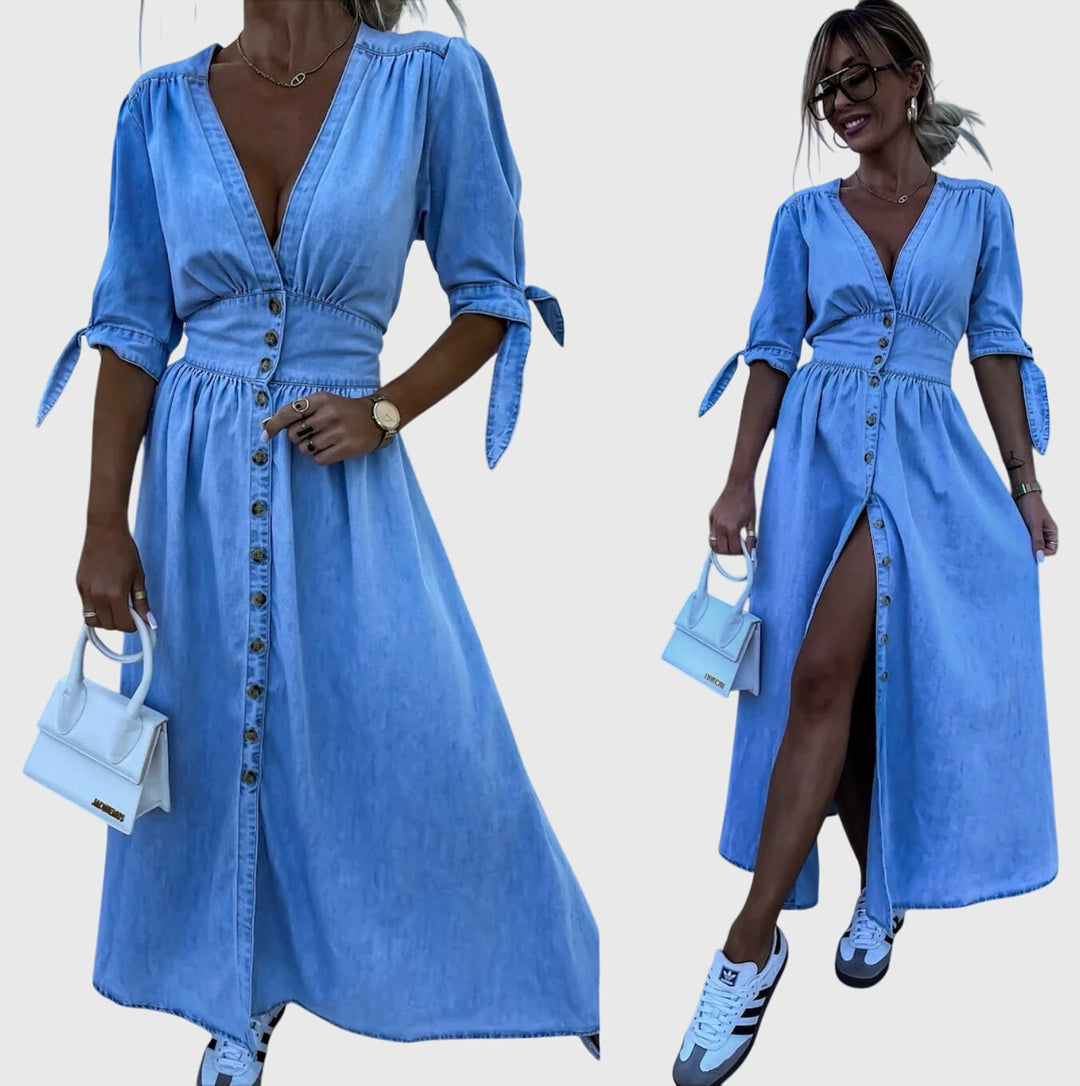 Sophia™ | Elegant Denim Shirt Dress