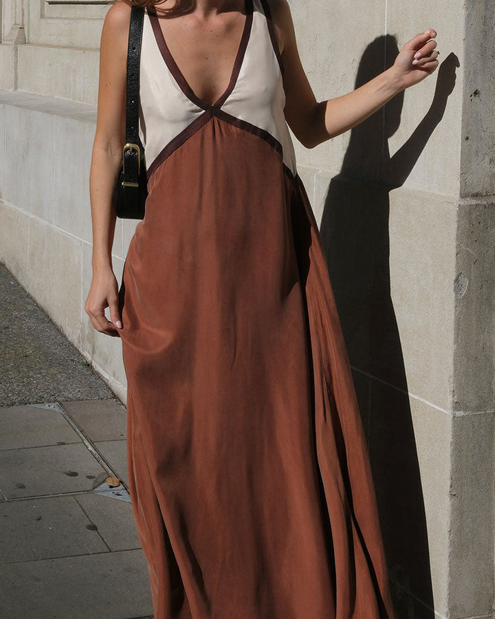 Valeria | V-Neck Colorblock Wedding Guest Dress