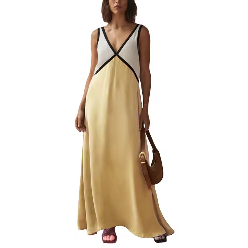 Valeria | V-Neck Colorblock Wedding Guest Dress
