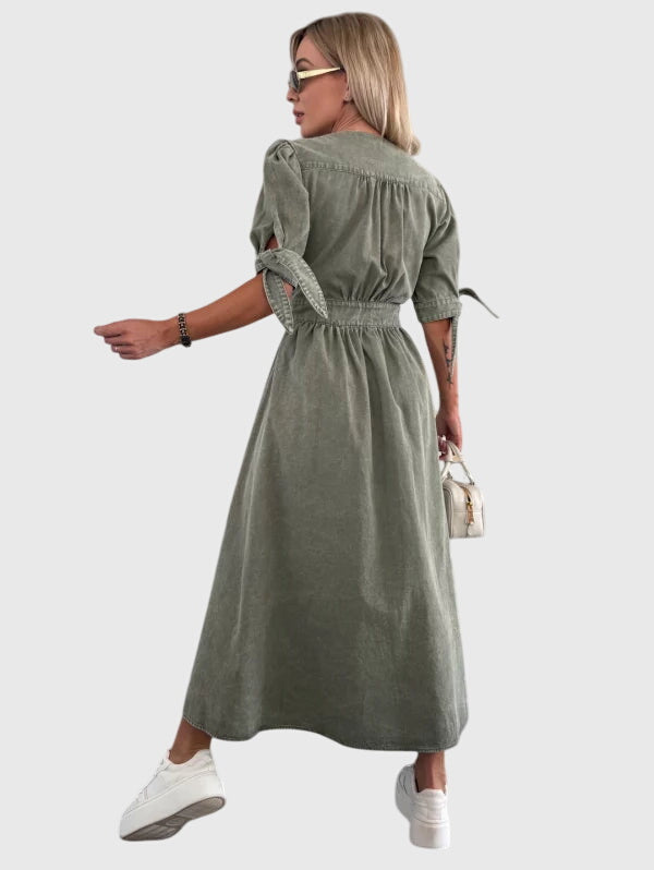 Sophia™ | Elegant Denim Shirt Dress
