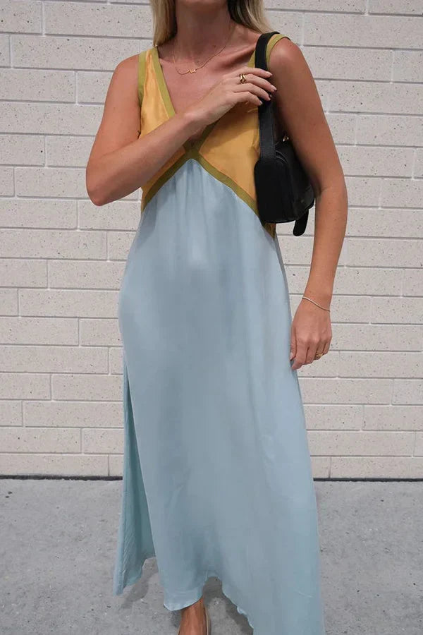 Valeria | V-Neck Colorblock Wedding Guest Dress