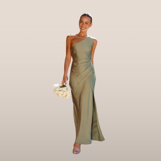 Sylvie | Satin One-Shoulder Wedding Guest Dress