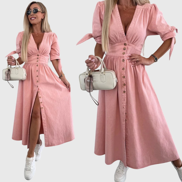 Sophia™ | Elegant Denim Shirt Dress