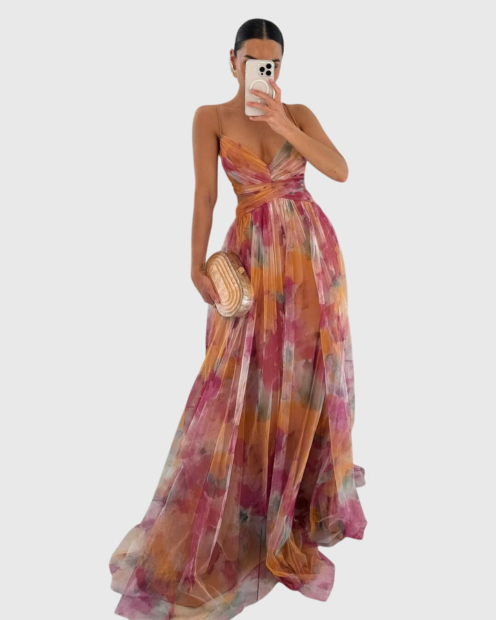 Giselle™ | Elegant Floral Print Maxi Dress