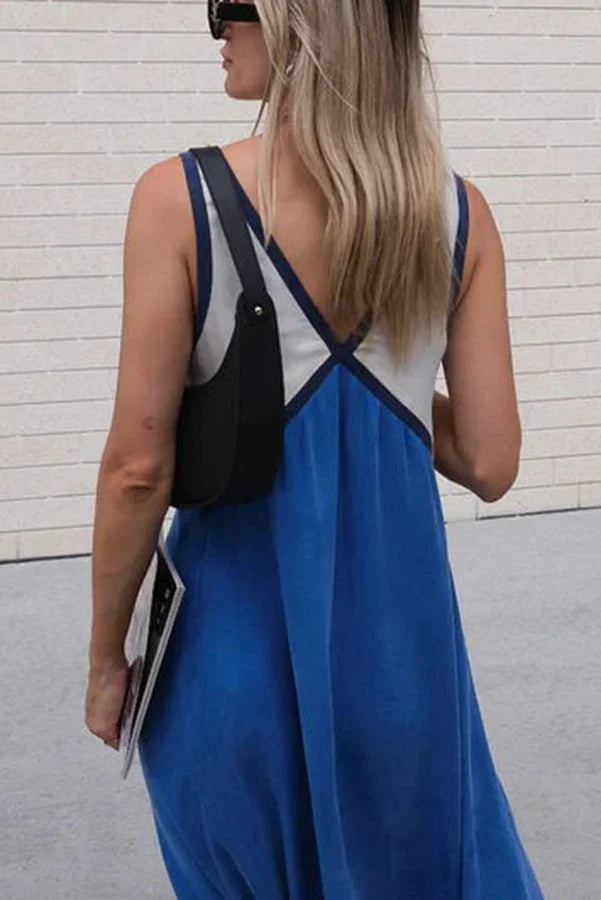 Valeria | V-Neck Colorblock Wedding Guest Dress