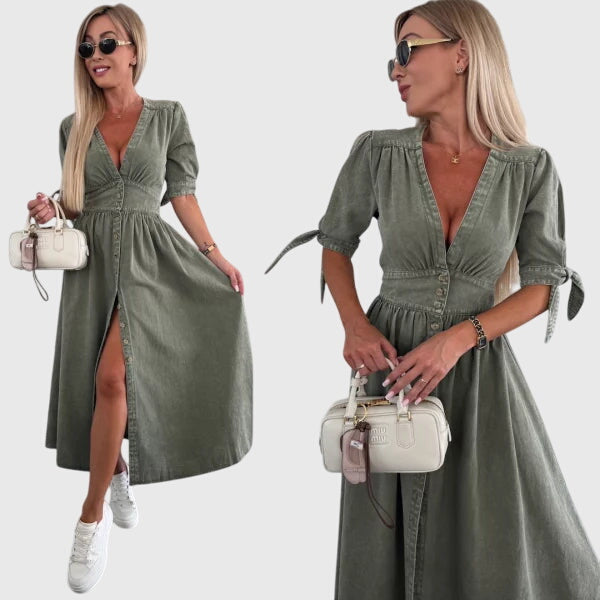 Sophia™ | Elegant Denim Shirt Dress
